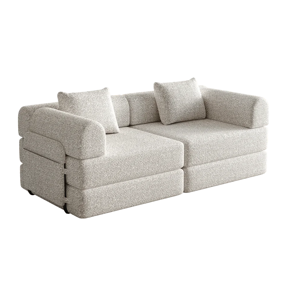 2-Zits Chenille Sofa Bed – Slaapbank – Bedbank – Sofa – Houderbank – Khaki – Met Opbergruimte – Robuust Metalen Frame - QUORE