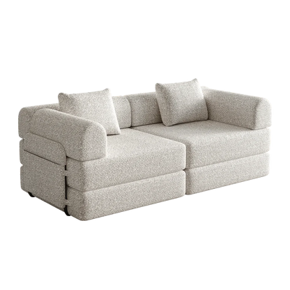 2-Zits Chenille Sofa Bed – Slaapbank – Bedbank – Sofa – Houderbank – Khaki – Met Opbergruimte – Robuust Metalen Frame - QUORE