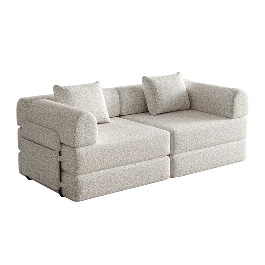 2-Zits Chenille Sofa Bed – Slaapbank – Bedbank – Sofa – Houderbank – Khaki – Met Opbergruimte – Robuust Metalen Frame - QUORE