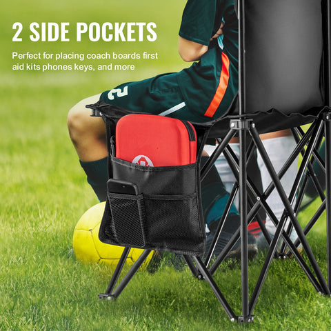 Vouwstoel - Zwart - Campingstoel - Festival - Picknick - Strandstoel - Folding Chair - Klapstoel - Outdoor - Waterdicht - 8 Seats Opvouwbare Zijlijnbank - Bankstoel met Tas & Rugleuning - Team Sport Zijlijnbank