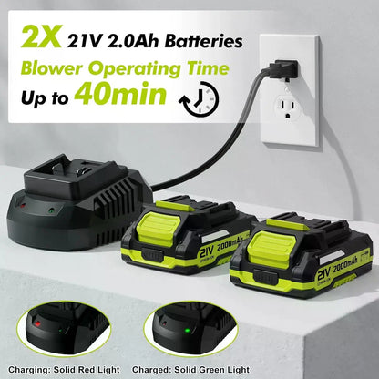 Draadloze Bladblazer – Krachtig Tuingereedschap met 2x 18V Accu’s – 2 Snelheden – Lichtgewicht & Draagbaar – Voor Bladeren, Stof & Buitenreiniging