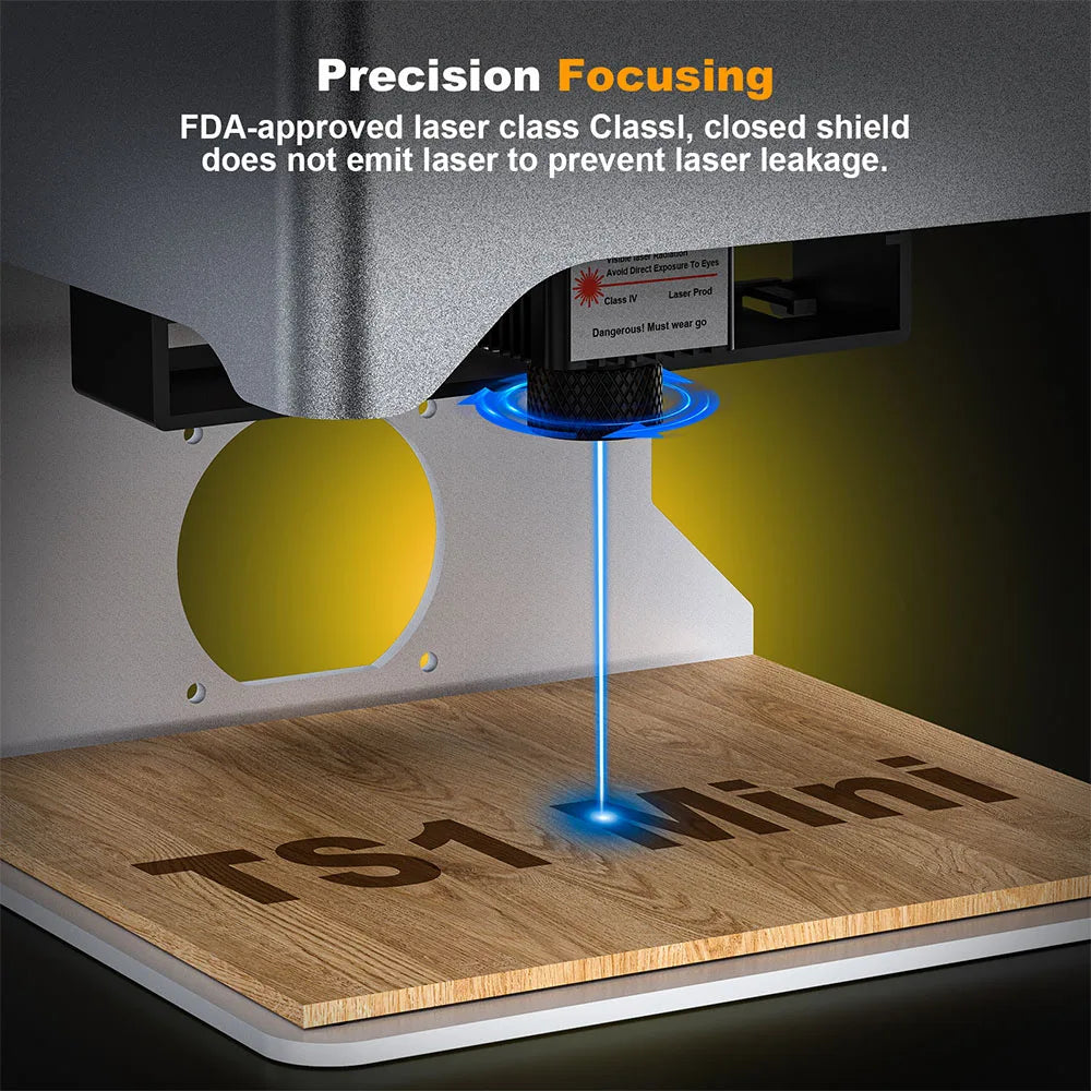 TWO TREES TS1 Mini 3W Laser Engraver 800mm/min Speed Supports Object Height 0-35mm Compatible with Lightburn/LaserGRBL 80*80mm