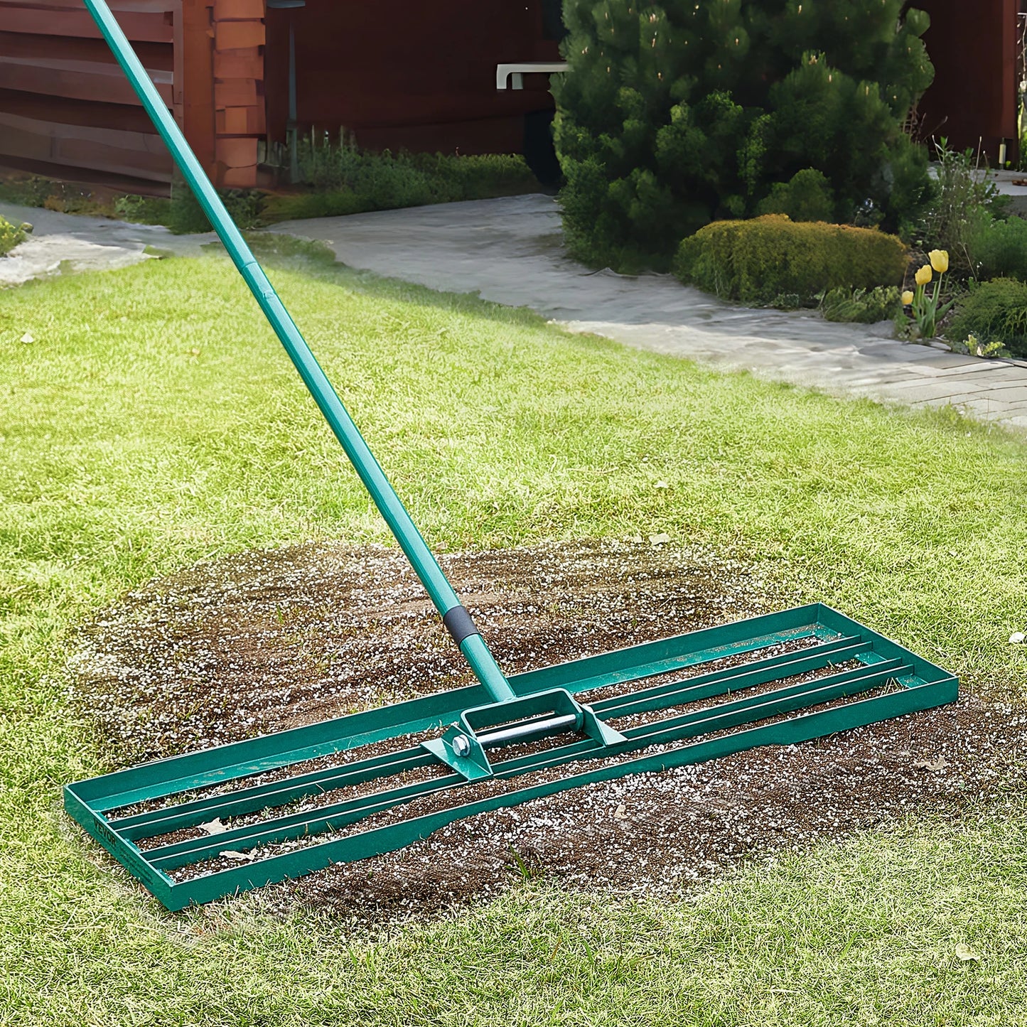Gazonhark - Nivellering - Leveller - met Verlengde Steel - Aluminium Hark - voor Egaliseren van Zand - Compost en Grond - Oppervlaktegereedschap - Heavy Duty - Tuingereedschap - 91cm - Goen