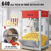 Popcorn Machine - Popcorn Popper Machine - 12 Oz Kettle - 1440W - Popcornmaker voor op Het Aanrecht voor 80 Kopjes per Batch - Zilver