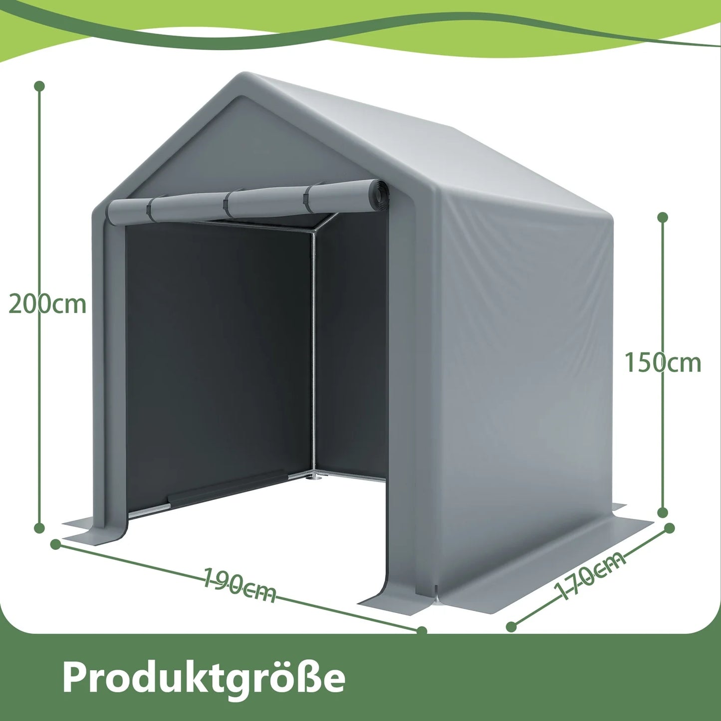 Fietsenstalling – Fietsberging – Tuinschuur – Opbergschuur – Fietsenhok – Gegalvaniseerd Stalen Frame – Waterdichte PE Hoes 190x170x200 cm – Donkergrijs