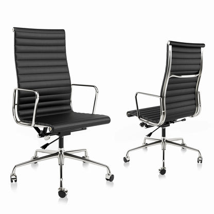 Bureaustoel Ergonomisch - Executive Stoel - Kantoorstoel - Gaming Stoel - Stoelen - Leren - met Hoge Rug - Armleuningen - 360° Draaifunctie - Verstelbare Hoogte - Kantelmechanisme - 1 Stuk - Zwart