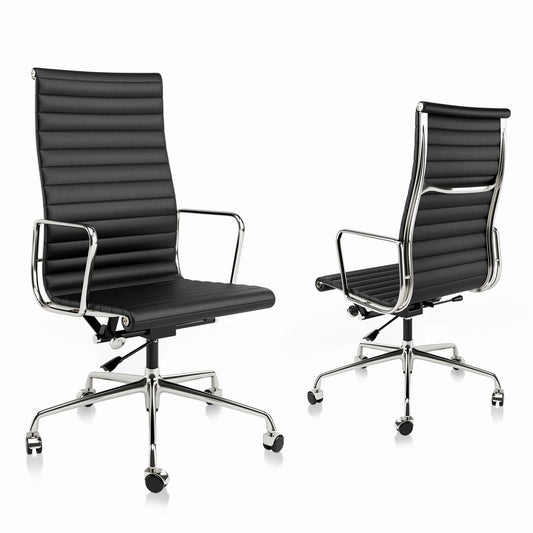 Bureaustoel Ergonomisch - Executive Stoel - Kantoorstoel - Gaming Stoel - Stoelen - Leren - met Hoge Rug - Armleuningen - 360° Draaifunctie - Verstelbare Hoogte - Kantelmechanisme - 1 Stuk - Zwart