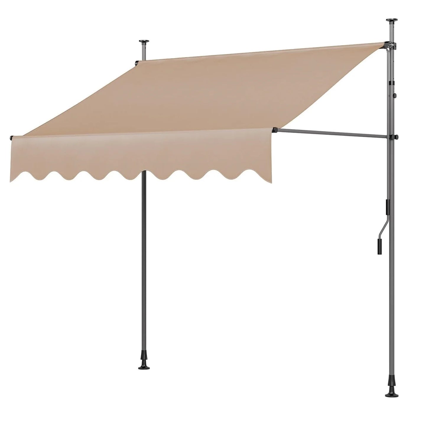 Klemluifel - Zonneluifel - Balkonluifel - Terras-luifel - UV- en Waterbestendig - Aluminium Frame - Handzwengel - Buiten - 250x120 cm- voor Balkon - Tuin - en Terras - Khaki