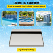 Waterval - Vijver waterval - Waterval overloop - 60cm - Roestvrij staal - Rechthoekige waterval zwembadfontein cascadeblad voor vijver - Zilver - QUORE