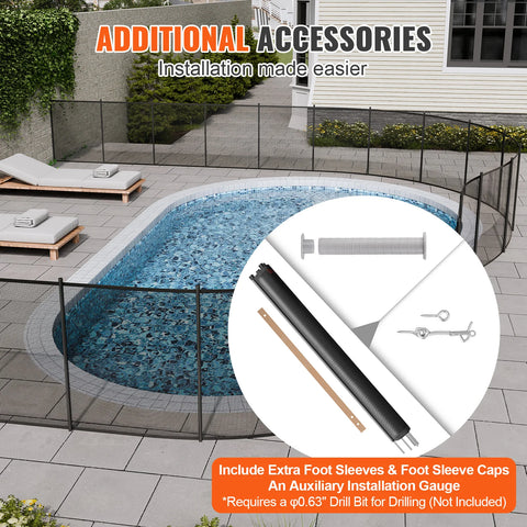 Fence - Pool Fence - Fence Net - For Inground Pools - 4 x 48ft - Removable - Teslin PVC - Protects Children and Pets