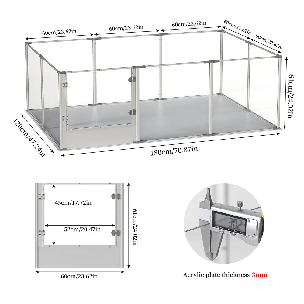 Hondenren – Hondenbox – Speelren – Knaagdierenren – Transparant Acryl – 180x120 Cm – Krasbestendig