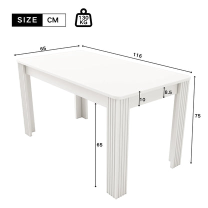 Eettafel – Tafel – Keukentafel – Eetkamertafel – Meubel – Wit Blad – Ruim Tafelblad 120-160 cm – Stevige Dikke Poten
