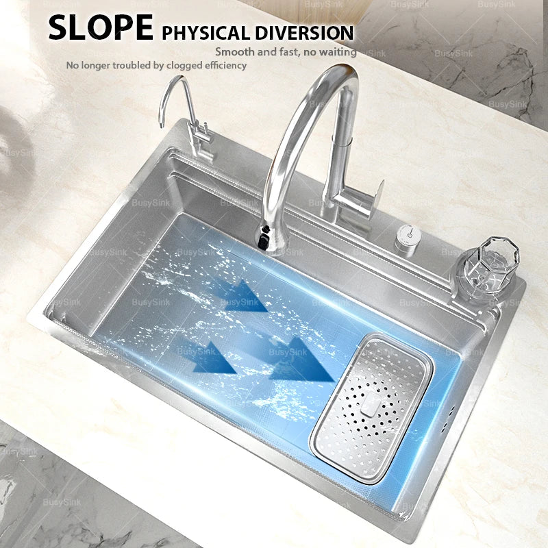 Silver Kitchen Sink 304 Stainless Steel Large Single Slot Undermount Multifunction Dishwashing Sinks 31.5x18.9 inch