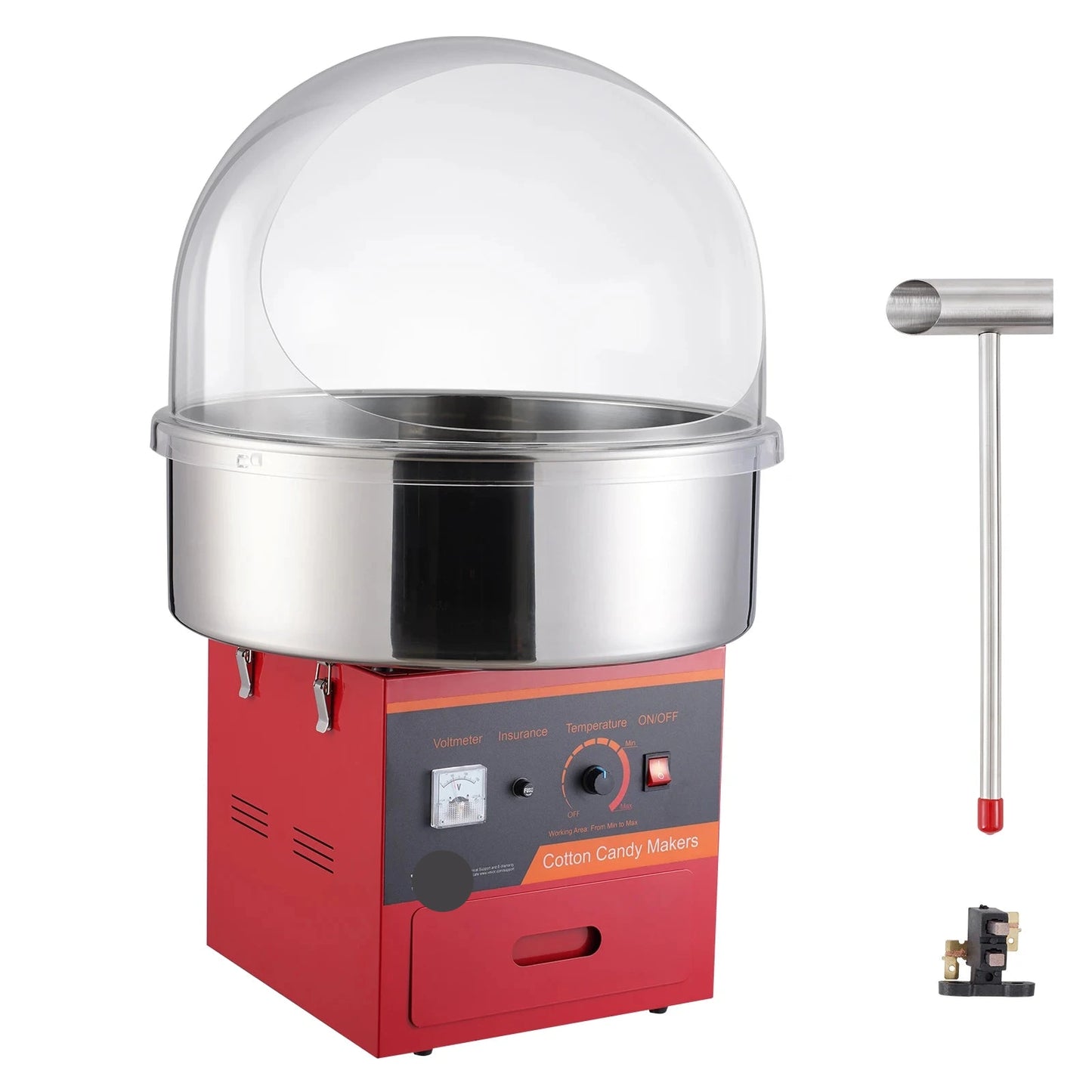 Suikerspinmachine Elektrisch - Suikerspinmachines - Mini Suikerspin - Suikerspinmaker - 1000W - RVS Kom met Deksel - Instelbare Temperatuur - Incl. Schep en Lade - Voor Feestjes - Kermis - en Verjaardagen - Roze
