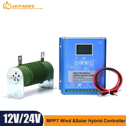 Hybride MPPT Wind- en Zonnelader – Laadregelaar – Solar Controller – Windcontroller – Batterijlader – 24V 48V Auto – 4000W Vermogen – LCD Display