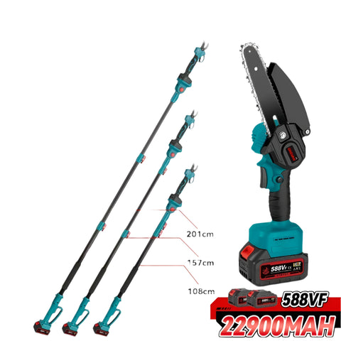 Telescopic Chainsaw - Mini Chainsaw - Electric Pruning Shears - Telescopic Chainsaw Battery - 3 IN 1 - Adjustable Height - Portable Garden Tools - 2 Battery EU Plug