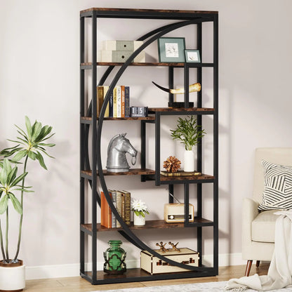 Boekenkast – Industriële Kast – Open Kast – Opbergkast – Wandkast – 8 Open Vakken – Zwart Metalen Frame
