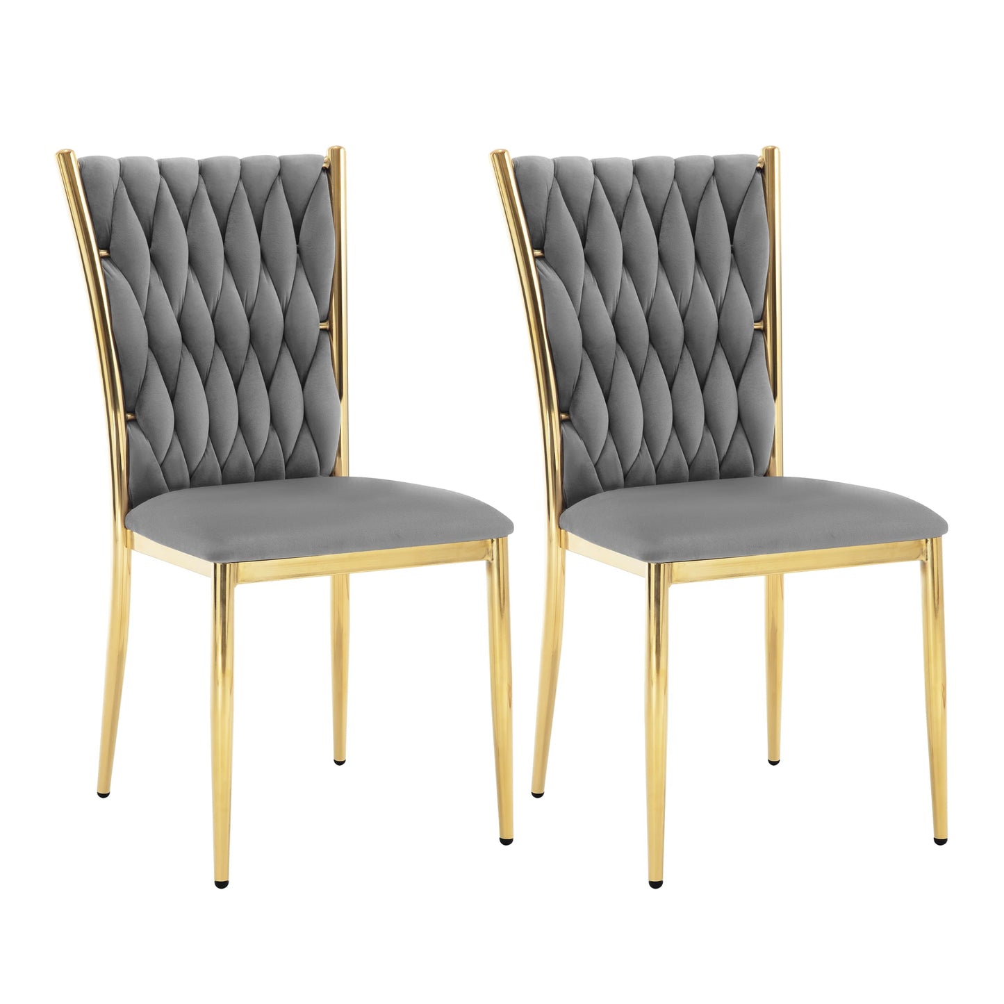 WOLTU 2PCS/SET Velvet Dining Chairs Modern High Backrest Dining Room Chairs Metal Leg Upholstered Chairs for Kitchen Living Room - QUORE