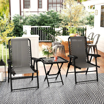 Buitenmeubelset – Tuinset – Balkonmeubelen – Terrasmeubilair – Compact Ontwerp – Gepoedercoat Staal – Textilene Stoelen - 64 x 70 x 87 cm - Donkergrijs