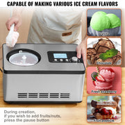 Ice Cream Maker - Ice Cream Machine - Slushy Maker - Ice Cream Machine - Smoothie Maker - Horizontal - with Built-in Compressor 2 Quarts