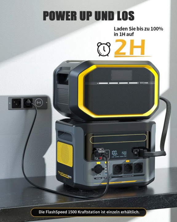 Powerstation - Stroomgenerator - Mini-Generator - Draagbare - Krachtcentrale - Extra batterij - LiFePO4 Batterij - voor Thuis - Tenten - Buiten - Kamperen - 1548Wh - 3500 mAh - 42 x 29.6 x 25.5 cm - Zwart/Geel