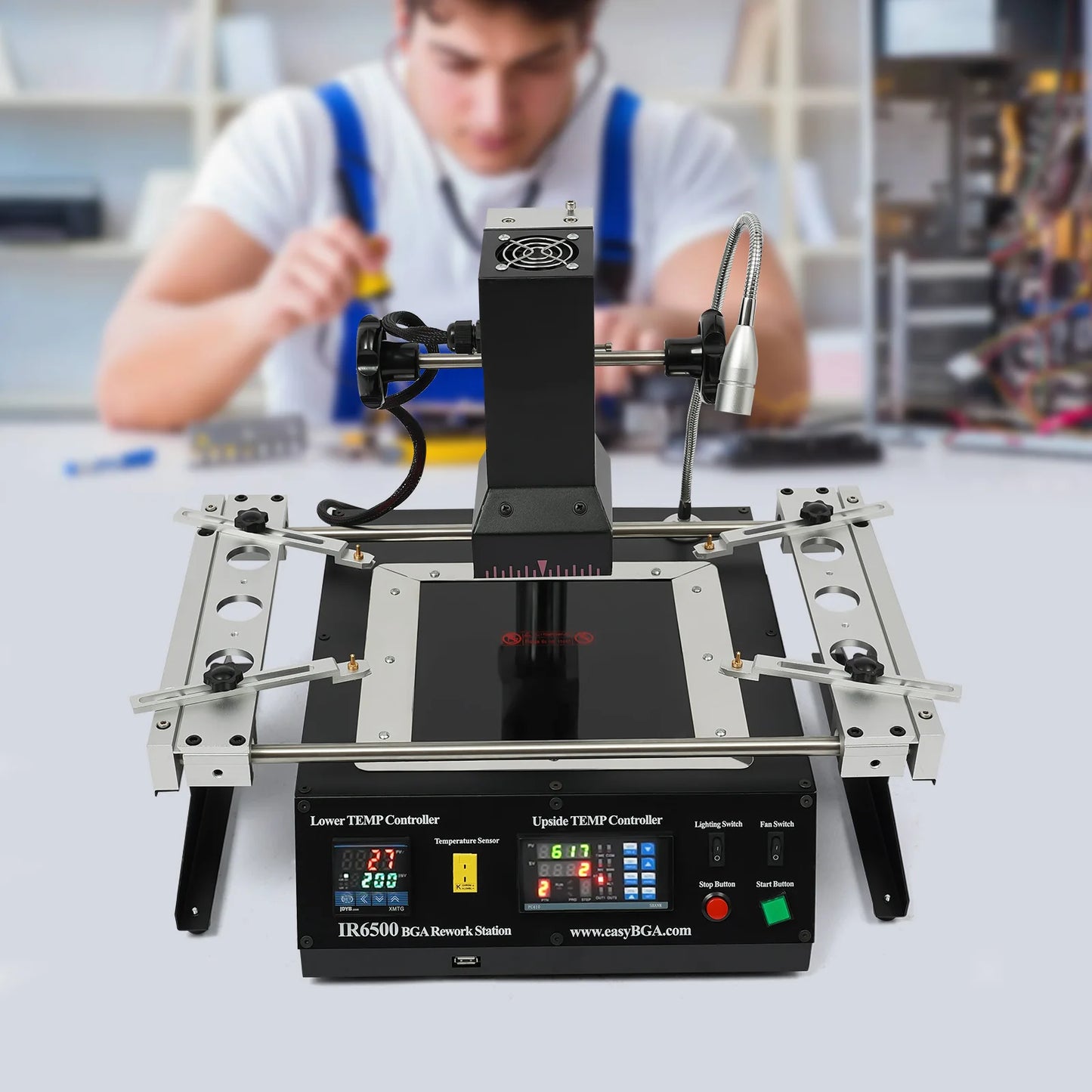 Soldering Station – BGA Rework Station –  Reparatie Station – Printplaat Herstel – Precisie Temperatuurcontrole – Dubbele Infraroodverwarming - Zwart - QUORE