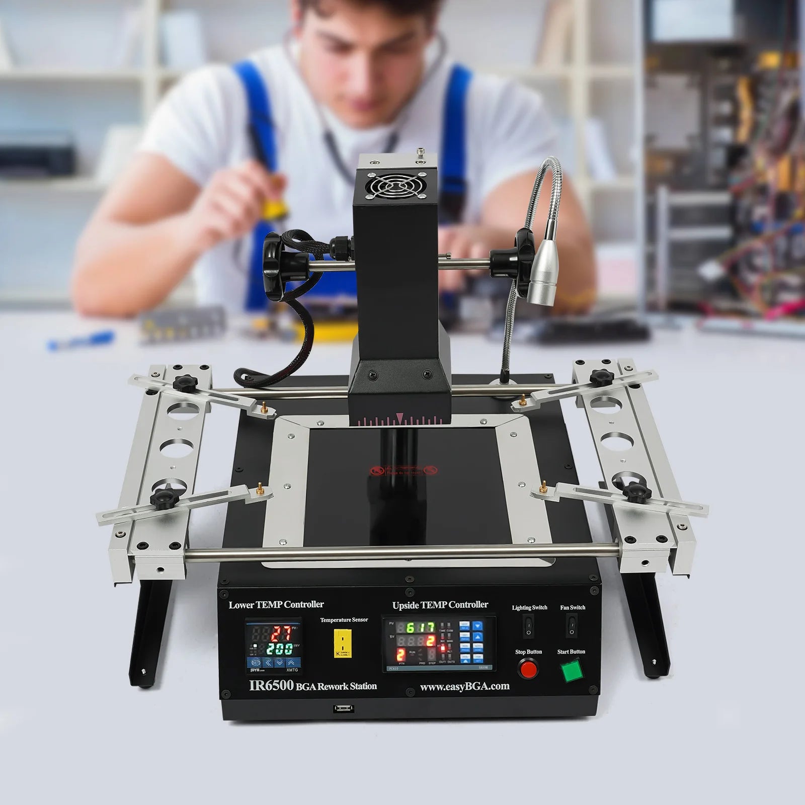 Soldering Station – BGA Rework Station –  Reparatie Station – Printplaat Herstel – Precisie Temperatuurcontrole – Dubbele Infraroodverwarming - Zwart - QUORE