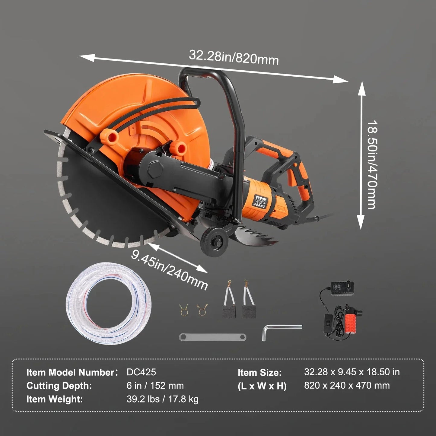 Elektrische Betonzaag - Betonfrees - Betonzagen - Steenzaagmachine - Muurfrees - Zaagmachine - 16 Inch Cirkelzaag Cutter - 1800W - 6 Inch Snijdiepte - Nat/Droog Snijden - voor Beton - Steen - en Baksteen