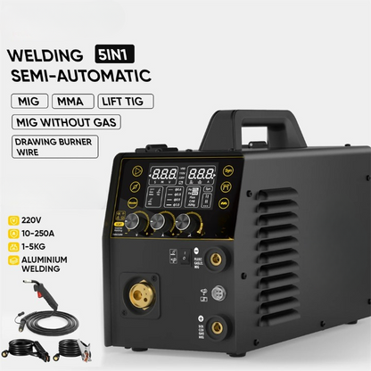 Elektrode Lasmachine - Lasmachine - Lasapparaat - Digitaal Inverterlassen - Draagbare - MMA ARC - Gasless MIG - LIFT TIG - AC 230V - ±15% - 50/60Hz - 64V - 42 x 26 x 18.5 cm - Zwart