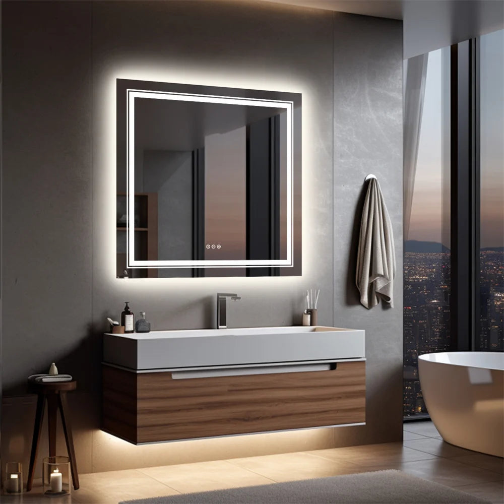 Verlichte Badkamerspiegel – Wandspiegel – LED Spiegel – Anti Condens Spiegel – 90 Cm – Touch Sensor – IP65 Waterbestendig