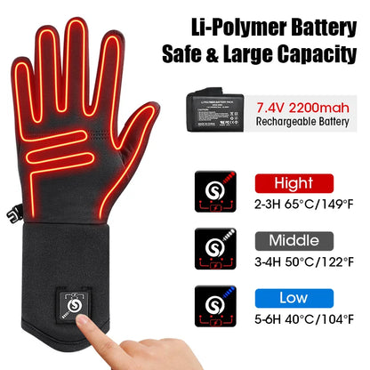 Savior Heat - Heated Gloves - Electric Heated Gloves - Includes Rechargeable Battery - Heated Gloves - Unisex - Three-Speed ​​Temperature Control - Size XXS - Black
