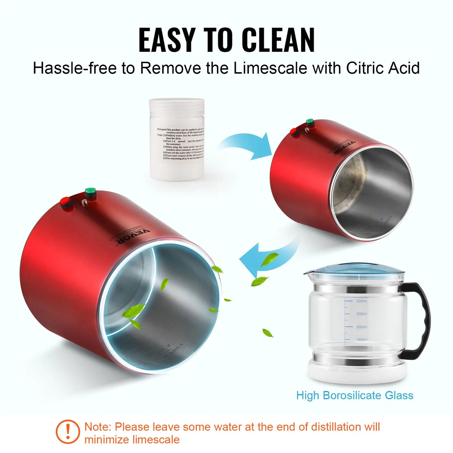 Destilleerapparaat - Water Destilleerapparaat - Waterdispenser - Waterdistilleerder - 4L - Krachtige 750W Waterzuiveraar voor Thuisgebruik - Grijs