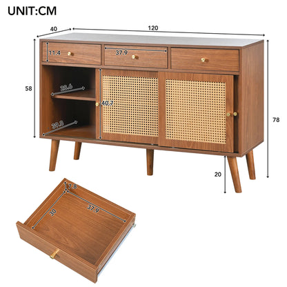 Kast – Sideboard – Opbergkast – Dressoir – Walnootkleur – Verstelbare Planken – 120x40x78 Cm