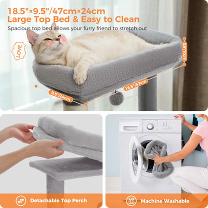 Kattenboom - Meerdere Verdiepingen – Kattenkrabpaal - met Luxe Huis - Ligmand - Sisal - Speelballetje – Stevig Kattenmeubel - Binnenkatten - 143 cm - Gijs