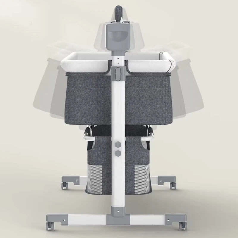 Foldable 3 in 1 Baby Bedside Sleeper Crib Smart Electric Bassinet Portable Use with Bluetooth Music Auto Rocking Feature Cot - QUORE