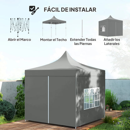 Pop-Up Tent – Inklapbare Tent – Schaduw Tent – Buiten Tent – 3x3 Meter – UV-Bescherming – Oxford Materiaal - QUORE