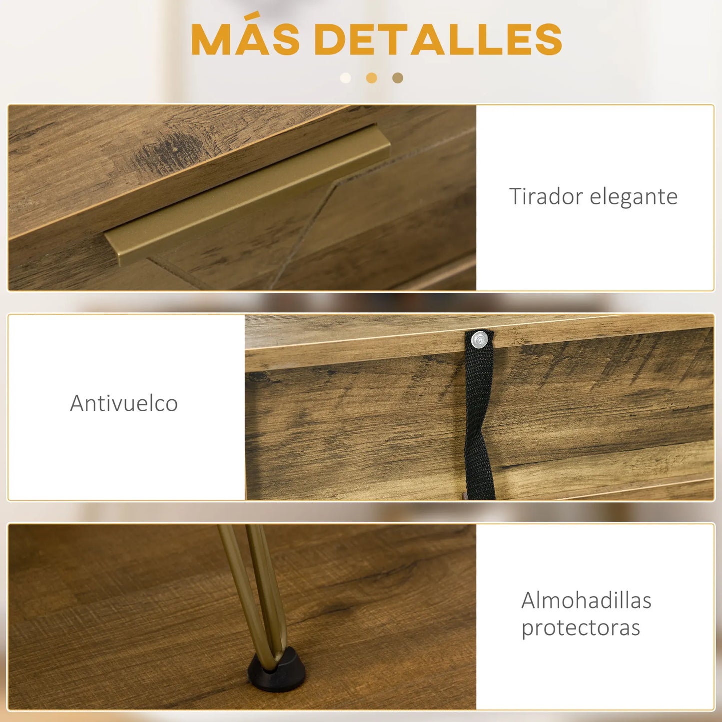 Consoletafel – Sidetable – Halmeubel – Opbergmeubel – Melamine Hout – Stalen Poten – Compact Formaat - 120 x 29 x 79 cm - Hout & Brons