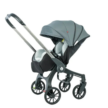 Kinderwagen – Wandelwagen - Babywagen – Inklapbaar - Opvouwbare - Lichtgewicht - Comfortabel - Veilig – Schokabsorptie - met Afneembare Mand - 4 in 1 - Grijs - QUORE