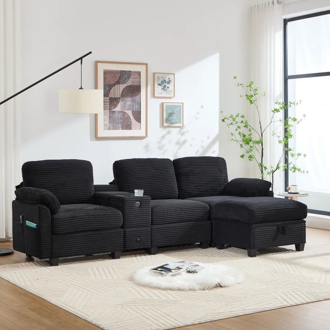 3-Persoonsbank – Driezitsbank – Zithoek – Bankstel – Sofa – Comfortabel Schuim – Afneembare Middenconsole Met Usb-C Aansluiting