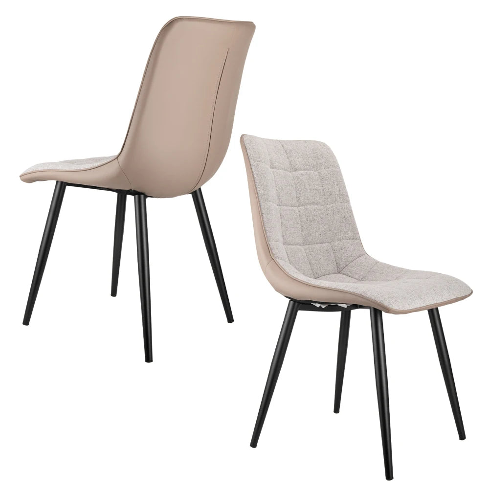 Eetkamerstoel – Stoel – Zitstoel – Bureaustoel – Linnen – Kunstleer – Robuust Metalen Frame – Ergonomisch Design - Lichtgrijs