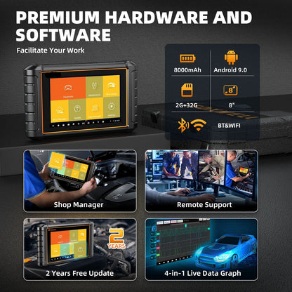Autodiagnose Scanner – OBD2 Scanner – Foutcode Lezer – Auto Diagnostiek – Bluetooth Verbinding – 8-Inch Touchscreen – 15 Uur Batterijduur