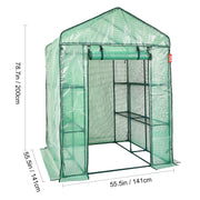 Greenhouse - Garden Greenhouse - Walk-in Greenhouse - with Planks Very Strong PE Tarpaulin - Greenhouse with Steel Plant Holders - with Doors &amp; Windows - 55.5x55.5x78.7in
