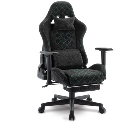 Gaming Stoel - Bureaustoel - Swivel Stoel - met Voetsteun - Verstelbare - Rugleuning - Lendenkussen - Racing Chair  Stijl - Ergonomische - Draaibare - 47 x 47 x 135 cm - Zwart