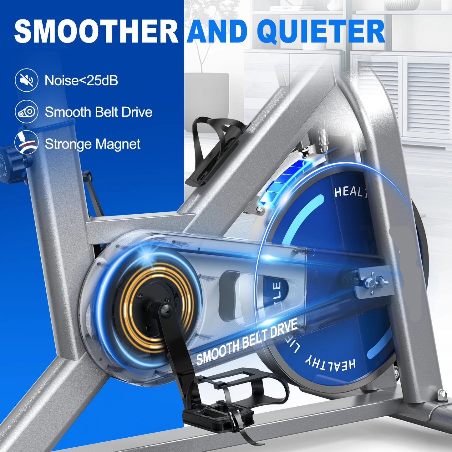Indoor Fiets – Hometrainer – Cardio Fiets – Fitnessfiets – Stabiel Tot 150 Kg – Verstelbare Weerstand 300 Watt - Zilver