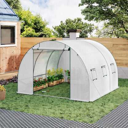 Kweekkas - Tuinkas - Walk-in Foliekas - Tuinkassen - Kas - Tomatenhuis - 300x300x200cm –  Winterbestendige - Met Deur & 6 Ramen – Polytunnel voor Tomaten, Bloemen & Planten - Groen - QUORE