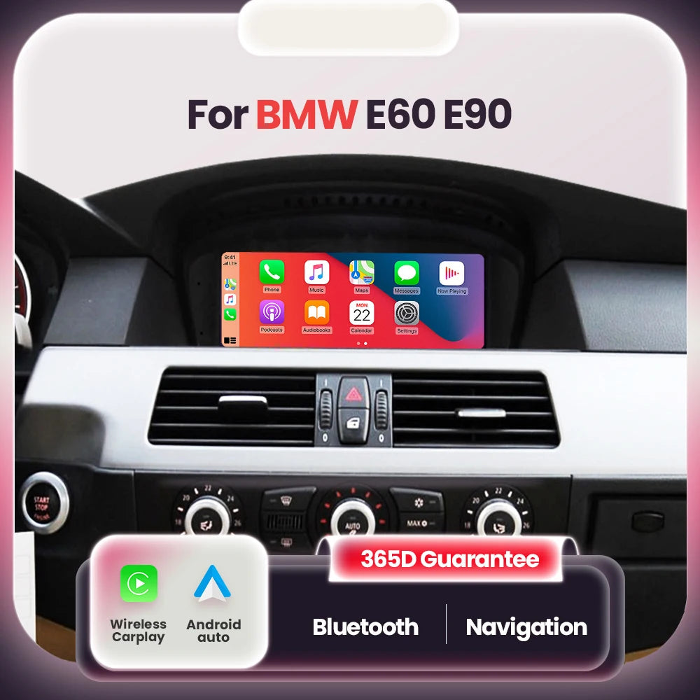 Carplay Autoradio – Multimedia Systeem – Draadloos Carplay – Touchscreen Navigatie – 8,8 Inch – 4 x 45 Watt – Geschikt voor BMW 3 & 5 Serie E60 E61 E62 E63 E90 E91 E92 - QUORE
