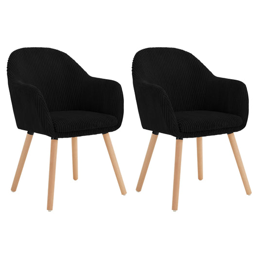 Moderne Eetkamerstoel – Bureaustoel – Stoel Met Armleuning – Scandinavische Stoel – Corduroy Bekleding – Massief Houten Poot – Max. 120 Kg Gewicht