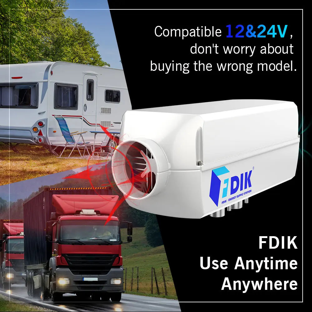 Diesel heating - Electric heating - Electric heating - 12V - 5000W - Rotary switch - All-in-one air heating - Silencer - Aluminum housing - Parking heater - Fast heating Car Yacht Boat Trailer