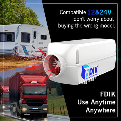 Diesel heating - Electric heating - Electric heating - 12V - 5000W - Rotary switch - All-in-one air heating - Silencer - Aluminum housing - Parking heater - Fast heating Car Yacht Boat Trailer