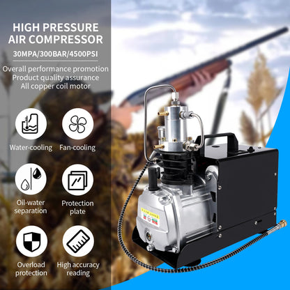 Luchtcompressor - Compressor - Luchtpomp - Airpress Compressor - 4500Psi - 300bar - PCP - Hoge Druk Pneumatische Luchtpomp – Ingebouwde Ventilator  - Geschikt voor Luchtgeweren en Scuba Tanks - Handmatige Versie – 220V